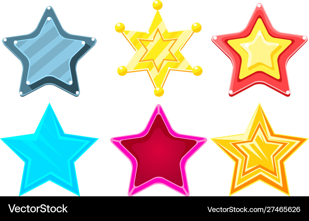 Glossy different stars set game user interface Glossy different stars set game user interface Vector Image
