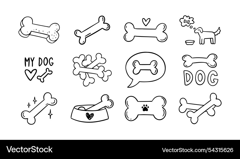 Hand gezeichneter Doodle-Knochen für Hunde Hand gezeichneter Doodle-Knochen für Hunde vektorbild