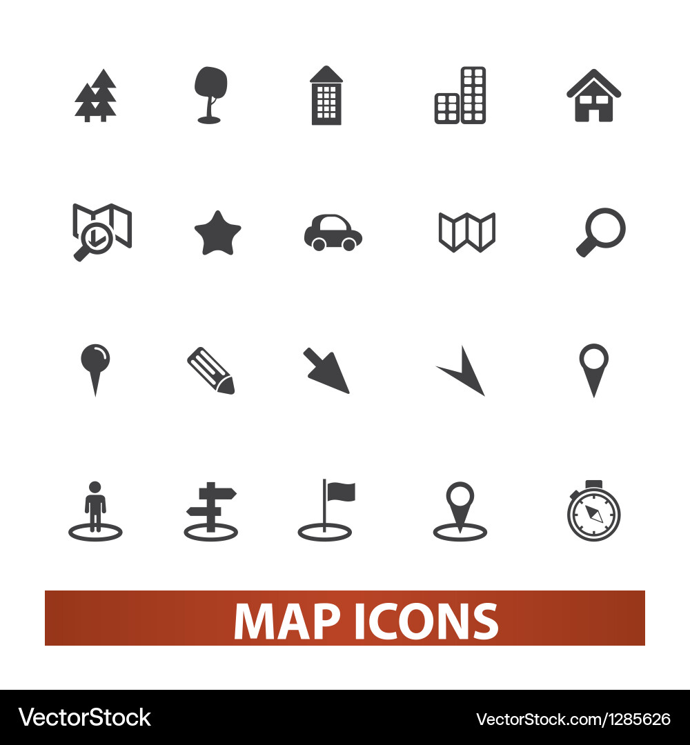Map navigation icons set Vector Image
