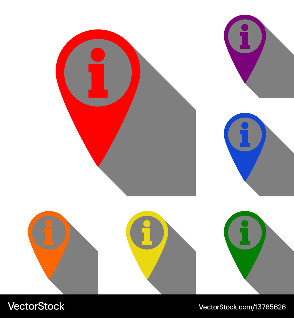 Map pointer with information sign set of red Map pointer with information sign set of red Vector Image