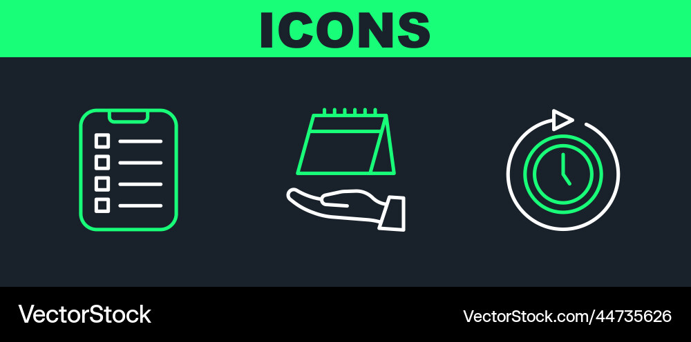 Set line clock with arrow to do list or planning Vector Image