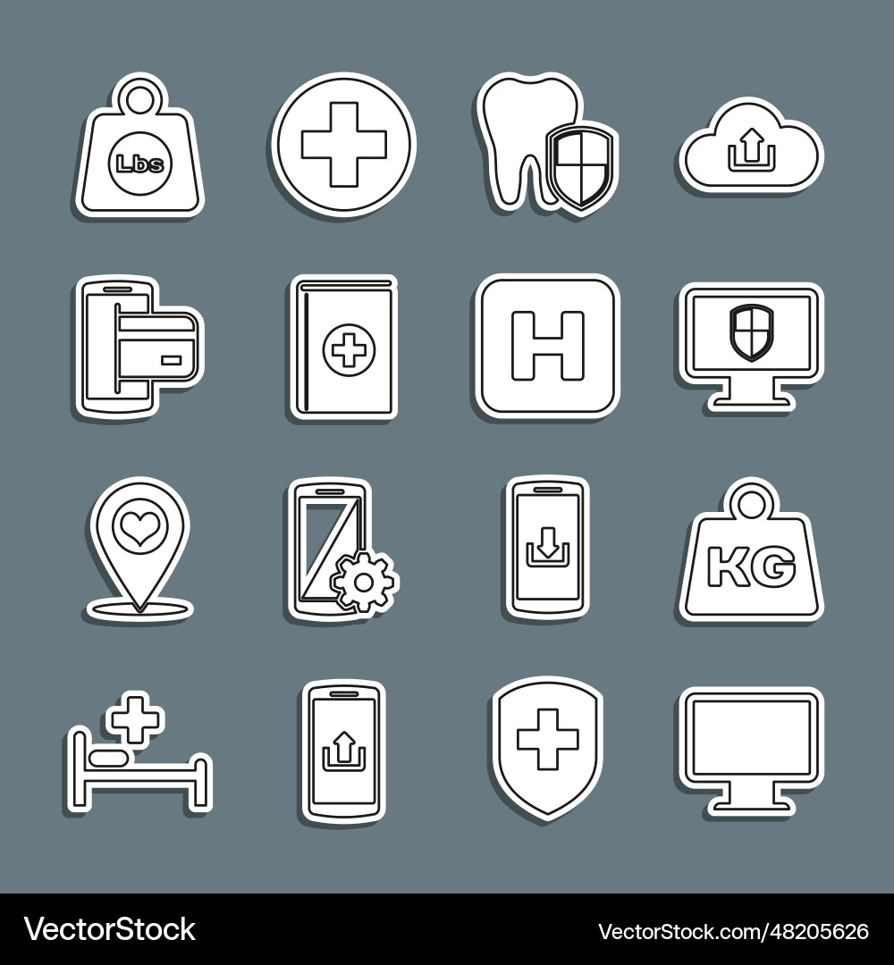 Set line computer monitor screen weight Vector Image