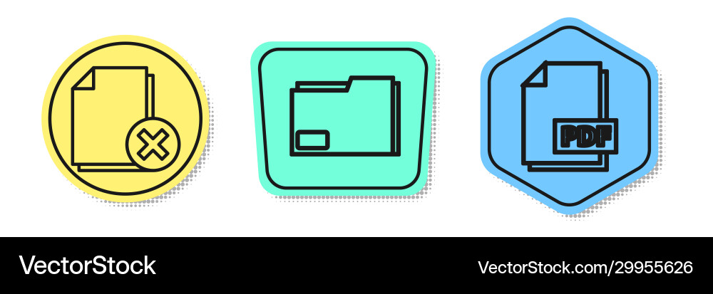 Set line delete file document folder Vector Image