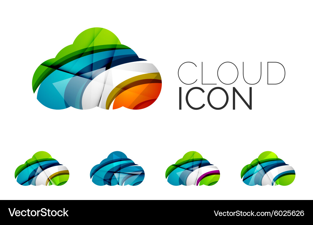 Set of abstract cloud computing icons business Vector Image