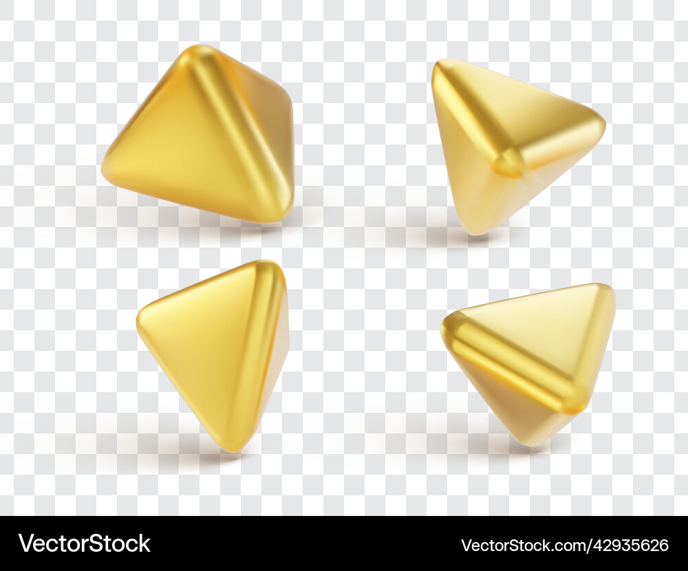 Set of golden geometric 3d objects realistic Set of golden geometric 3d objects realistic vector image