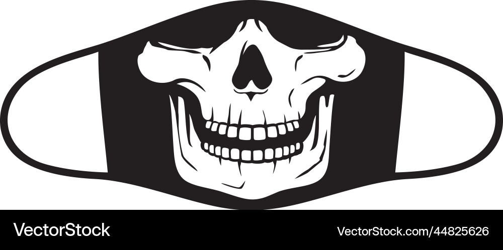 Skeleton face mask skull jaw black and white Vector Image