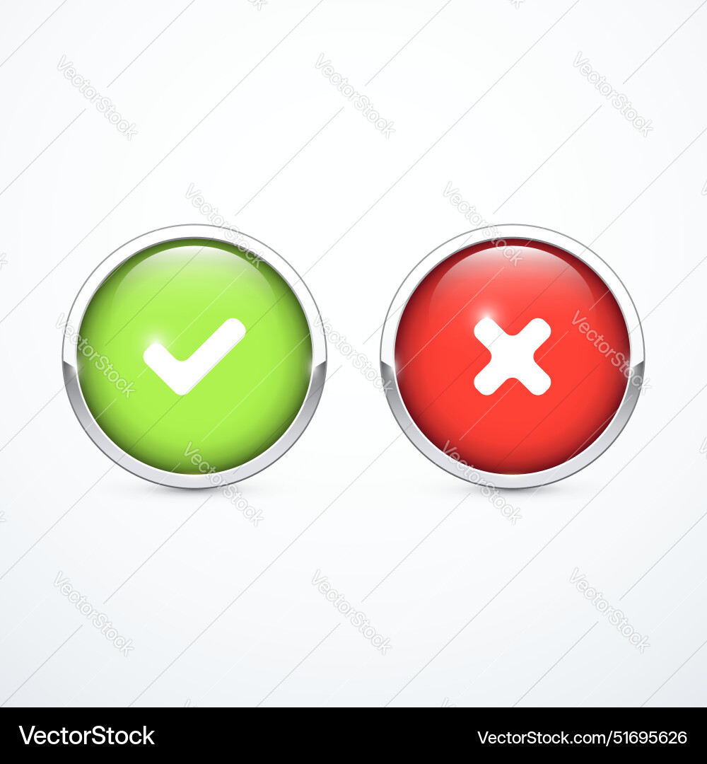 Tick cross icon button set check mark icons Tick cross icon button set check mark icons vector image