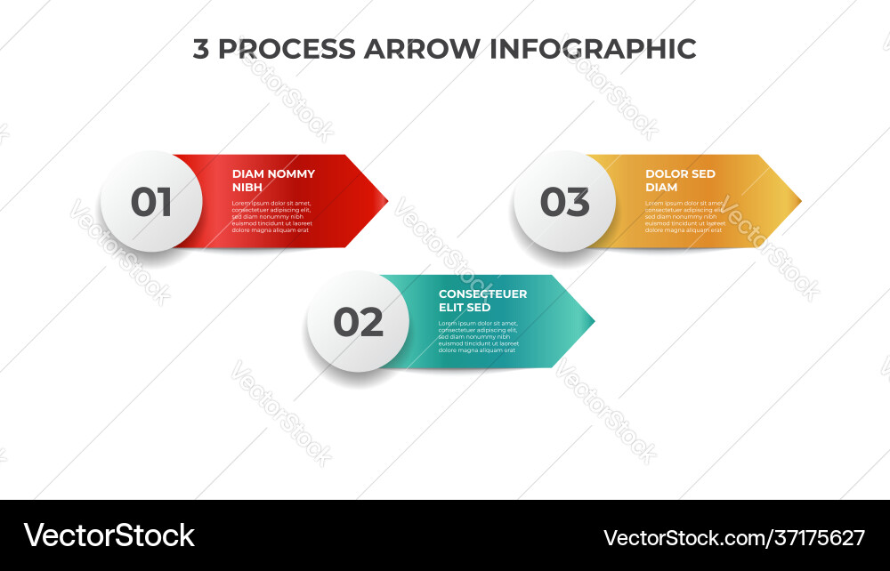 3 points process arrow list diagram 3 points process arrow list diagram vector image