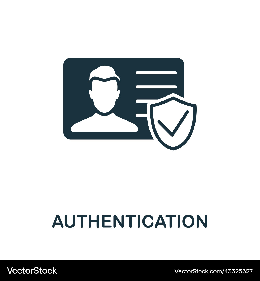 Authentication icon monochrome simple cybercrime Vector Image