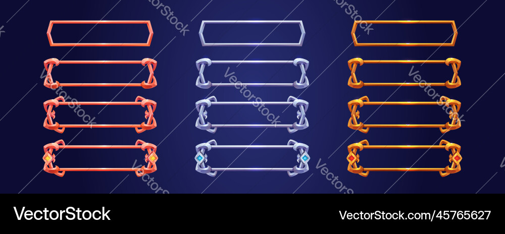 Empty rectangle game frames in medieval style Empty rectangle game frames in medieval style vector image