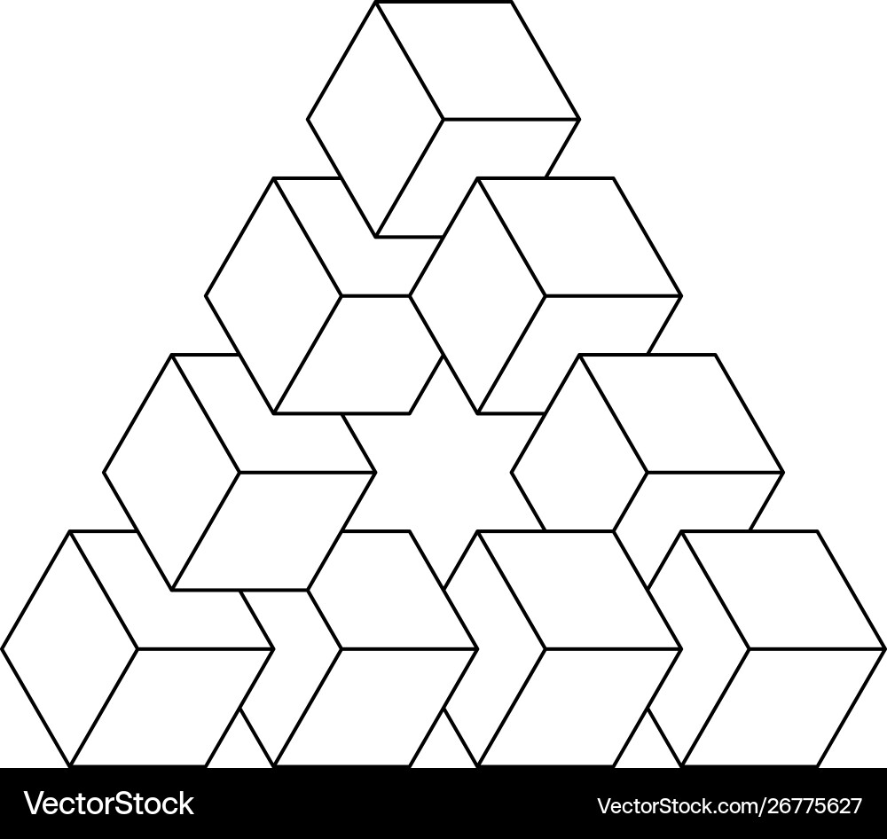 Impossible 3D Cube Triangle Vector Image