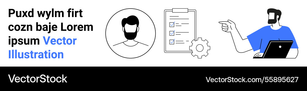 Man completing task checklist with laptop Man completing task checklist with laptop vector image