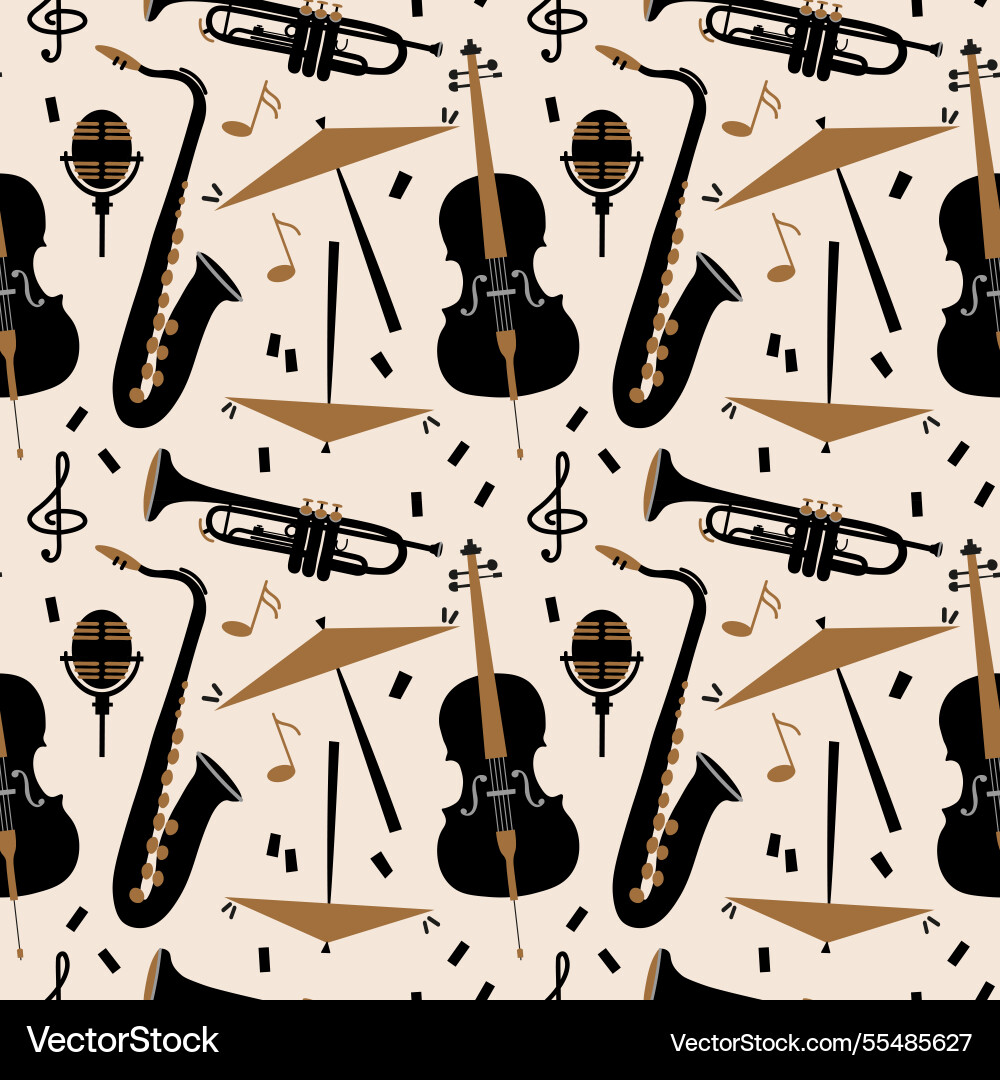 Seamless pattern with musical instruments vector image