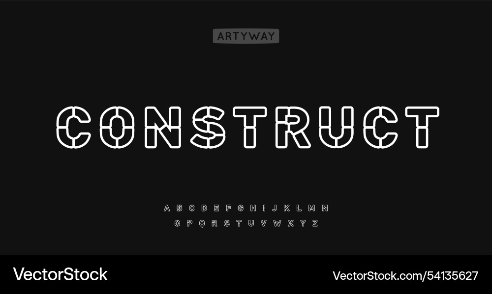 Segmented Architectural Font vector image