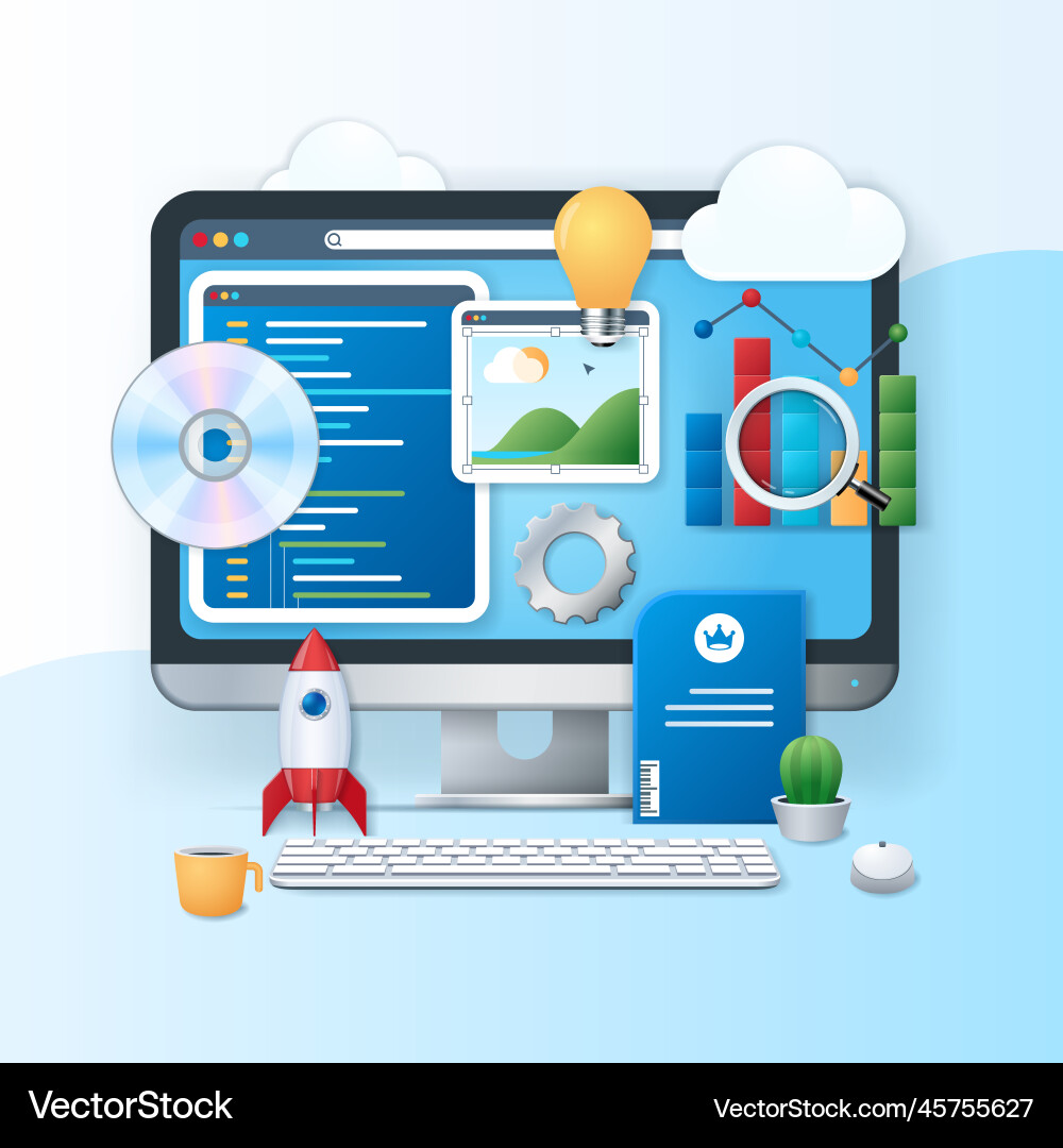 Software development in 3d style Software development in 3d style vector image