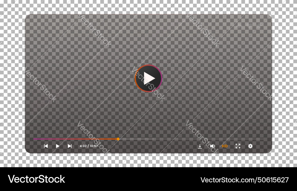 Transparent Video Player UI Vector Image