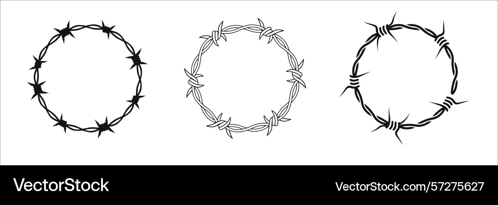 Wire circle frames with barbed patterns vector image