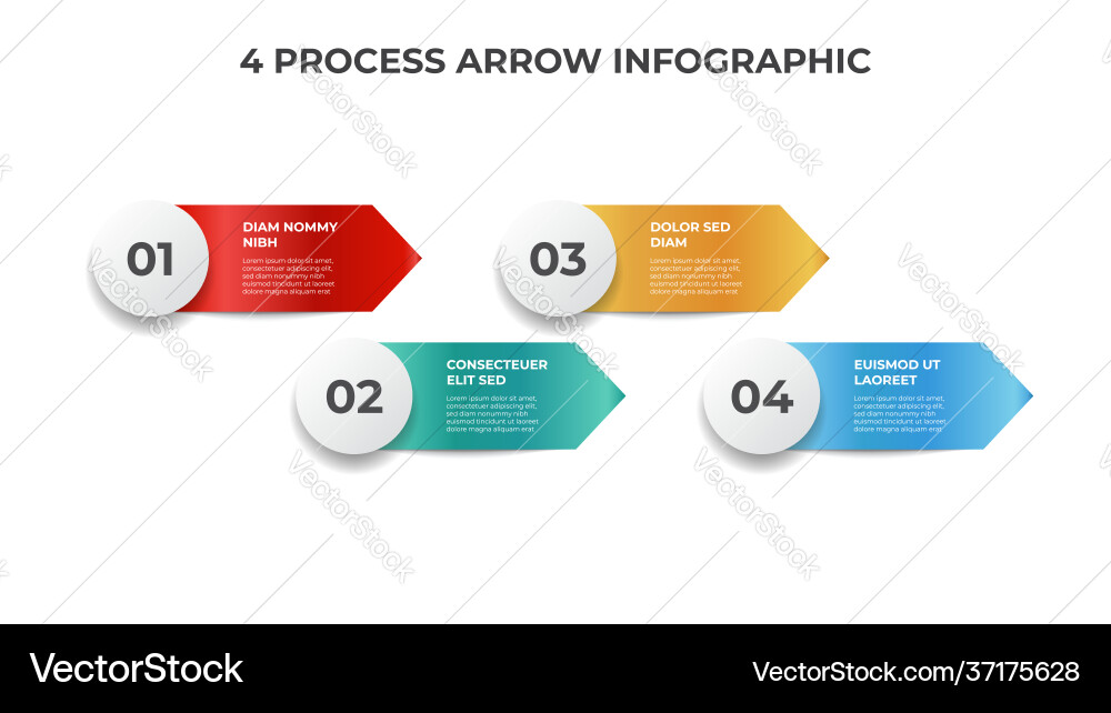 4 points process arrow list diagram 4 points process arrow list diagram vector image