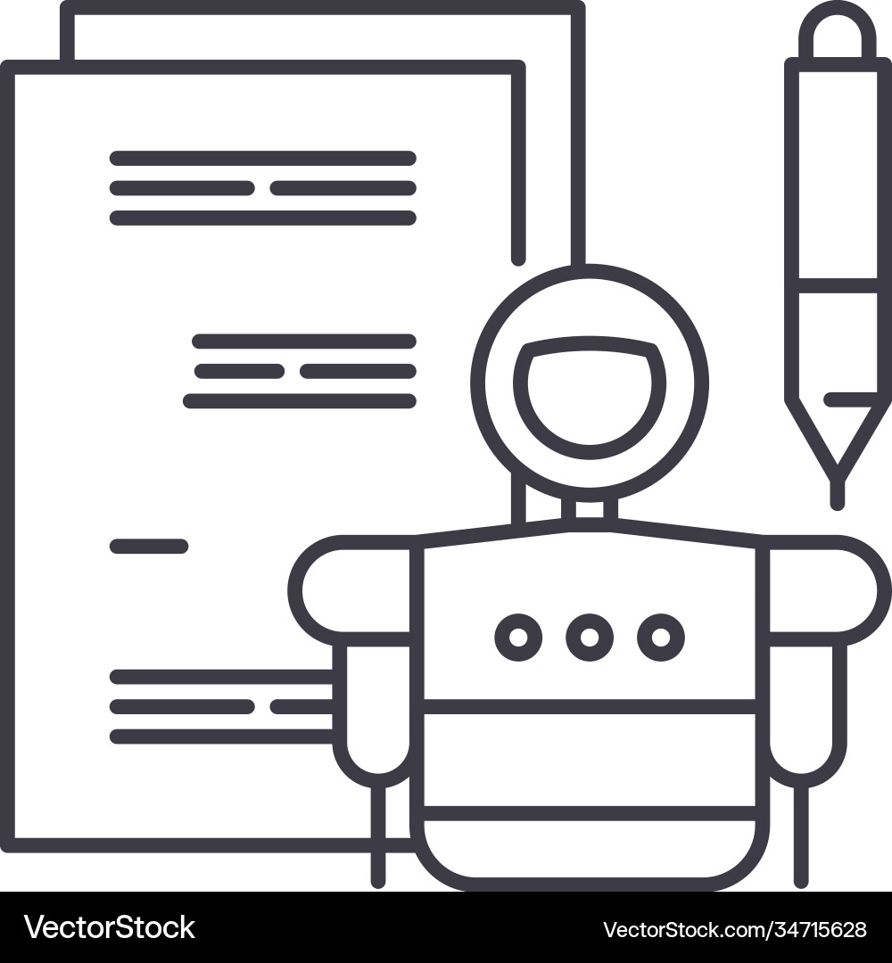 Ai robot work icon linear isolated Vector Image
