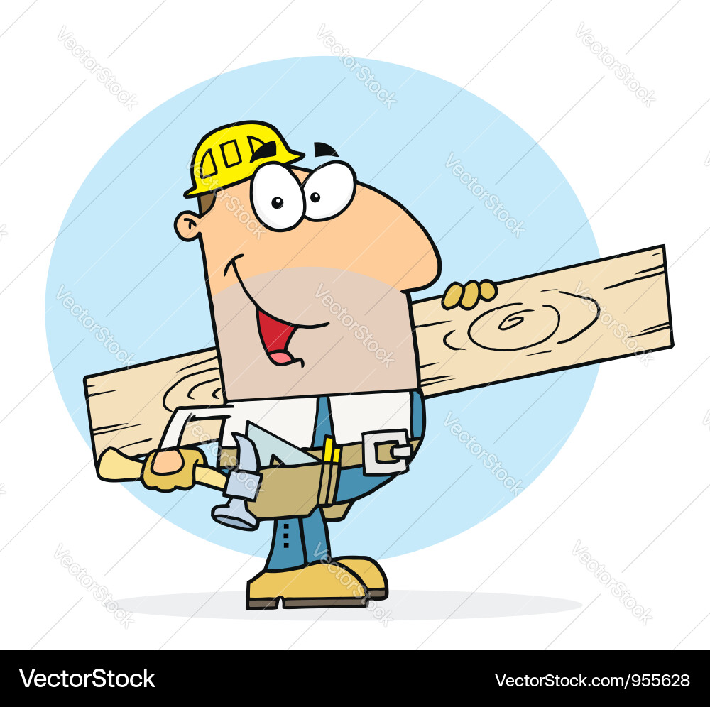 Bauarbeiter mit Lumber Vektorbild