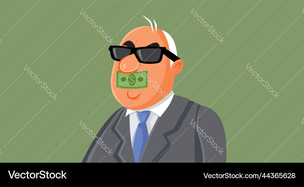 Corrupt politician being silenced by money Corrupt politician being silenced by money vector image