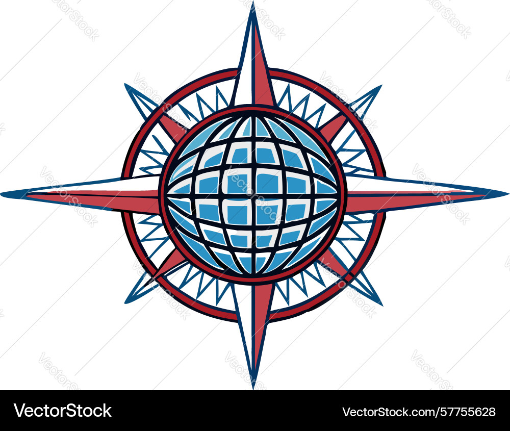 Global navigation and exploration compass design vector image
