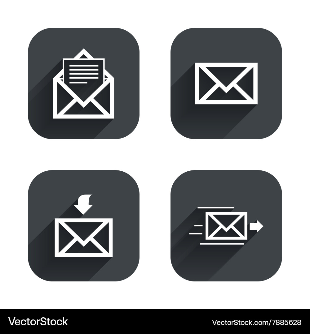 Mail envelope icons message document symbols Vector Image