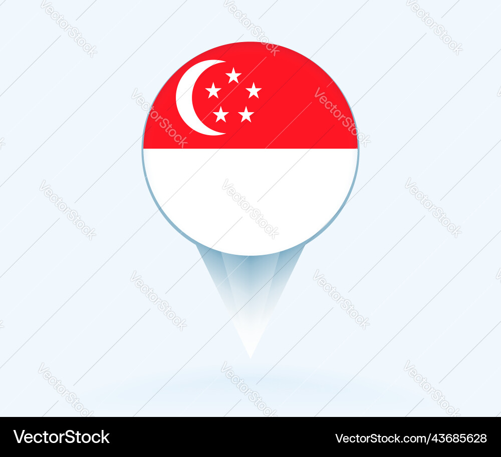 Map pointer with flag of singapore Vector Image