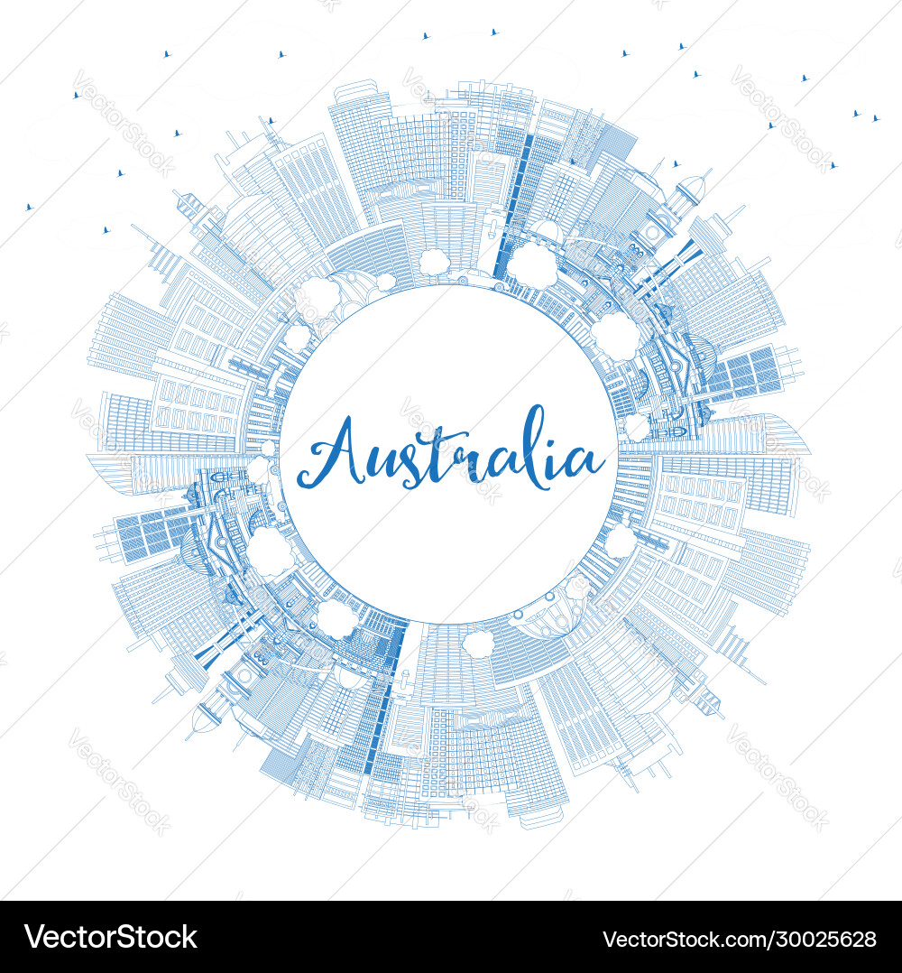 Outline australia city skyline mit blau Outline australia city skyline mit blau vektorbild