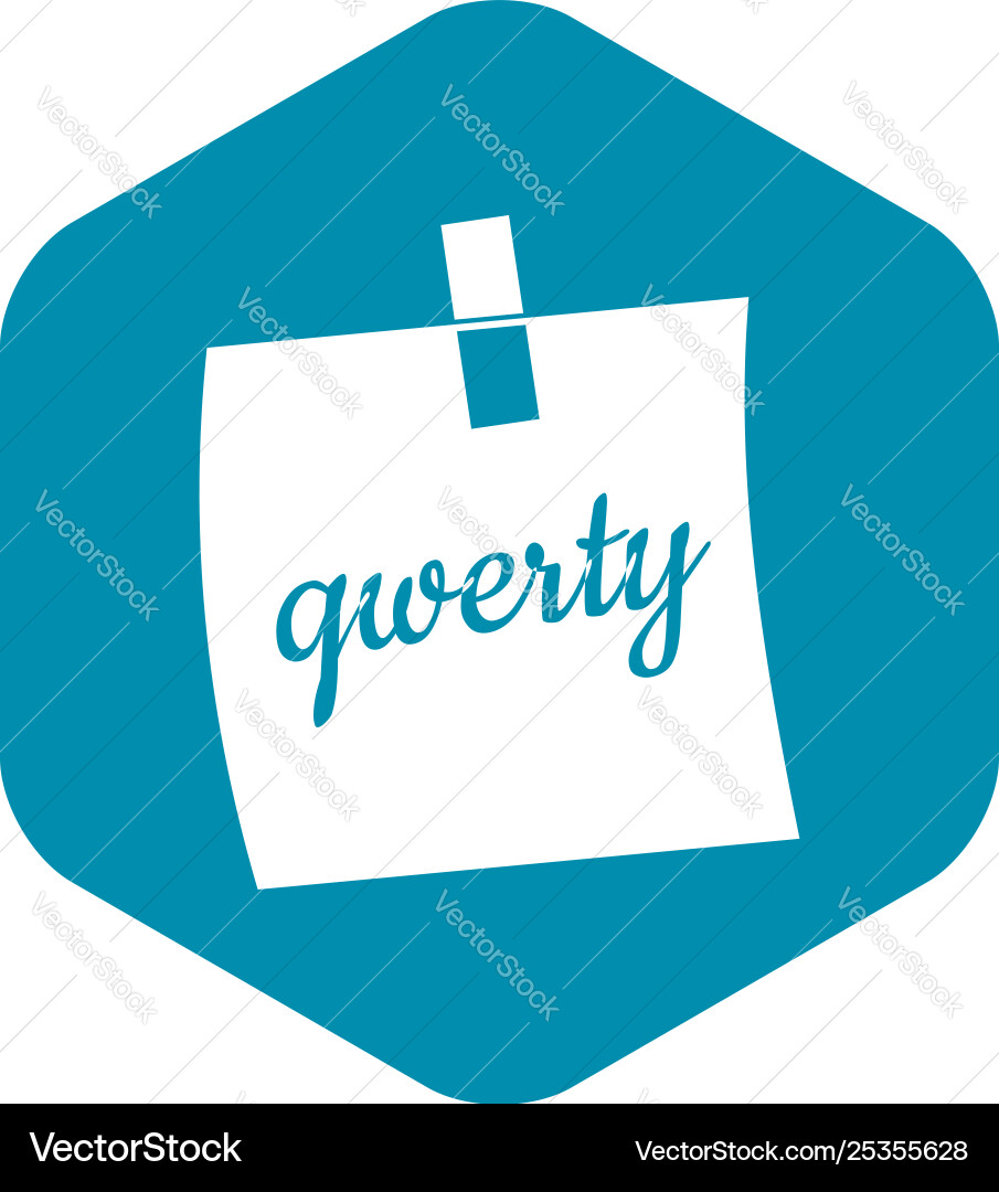 Paper sheet with text qwerty icon simple style Paper sheet with text qwerty icon simple style vector image