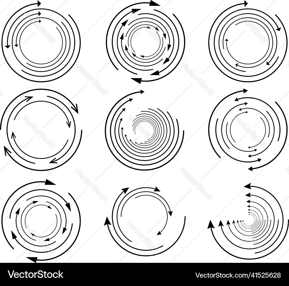 Random circular cycle arrow element spiral Random circular cycle arrow element spiral Vector Image