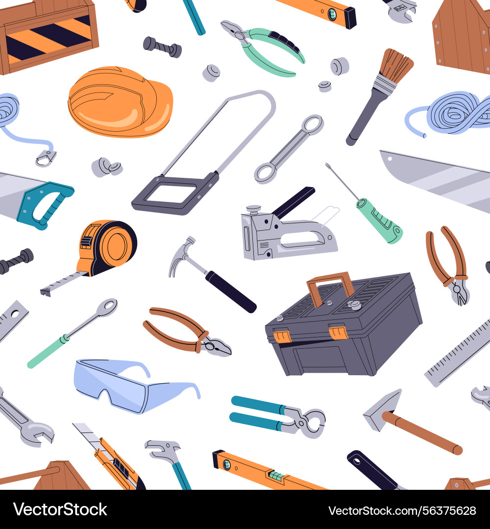 Repeatable pattern of construction work tools Repeatable pattern of construction work tools vector image