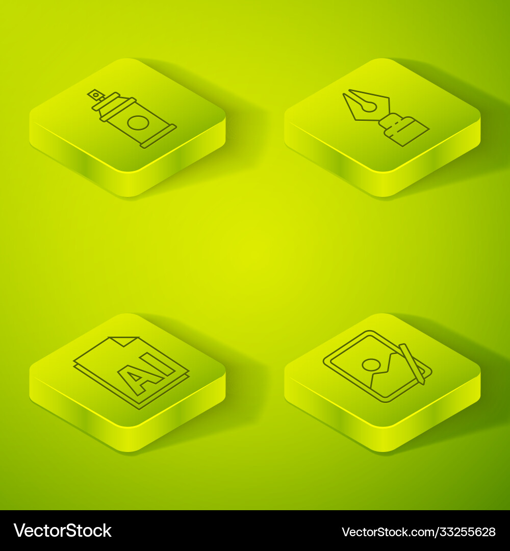 Set isometric fountain pen nib ai file document Vector Image