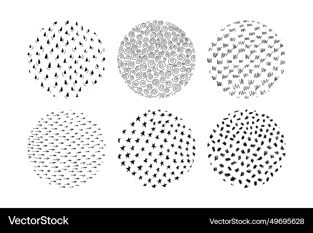 Set of abstract ink texture or background in round Vector Image