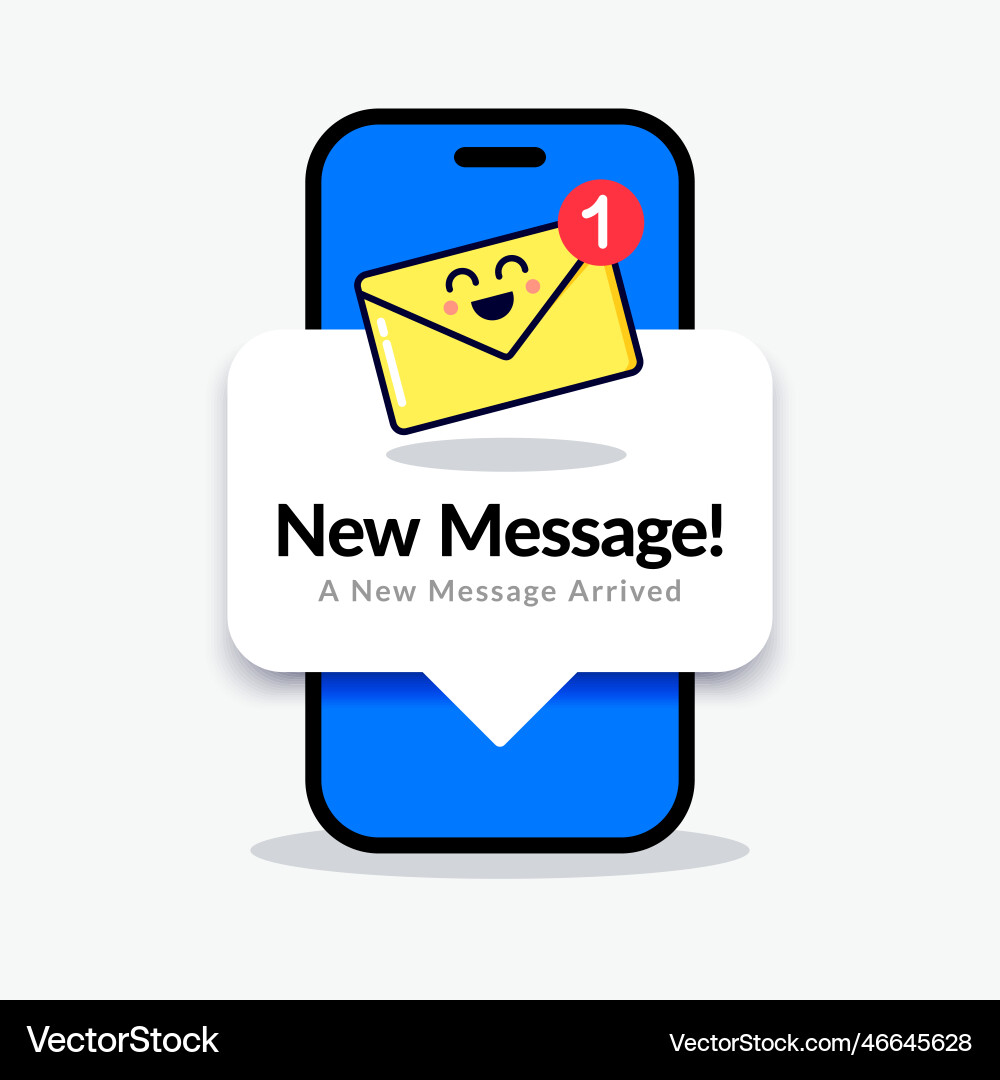 Smartphone with pop up and new message icon Smartphone with pop up and new message icon vector image