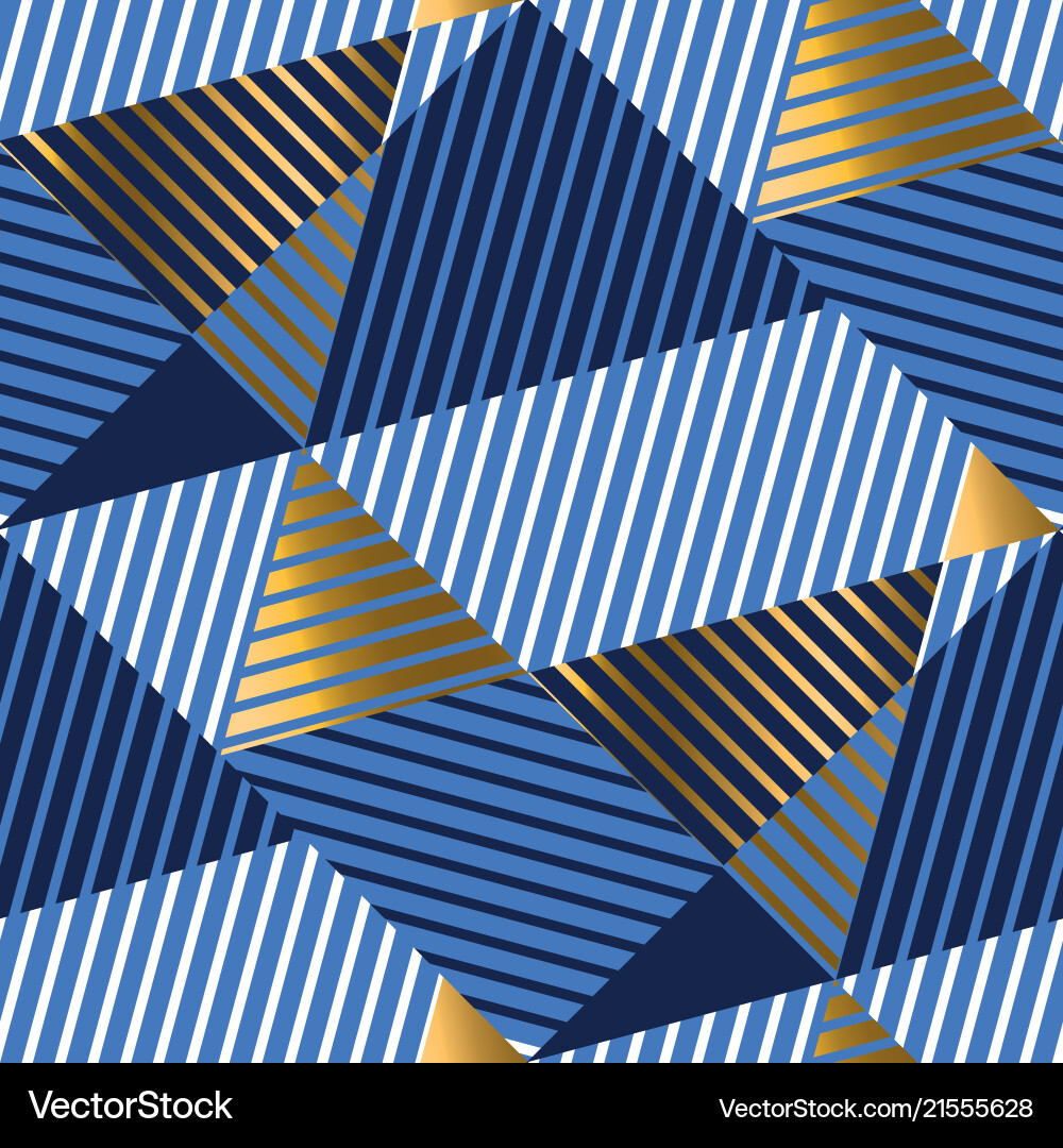 Striped gold and blue luxury seamless pattern Vector Image