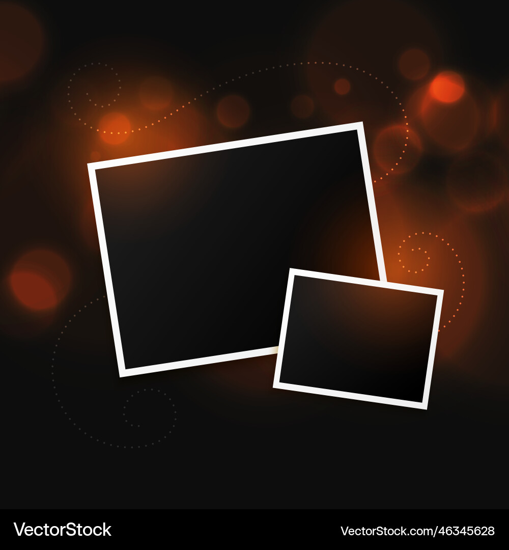 Two photo frames on bokeh background design Vector Image