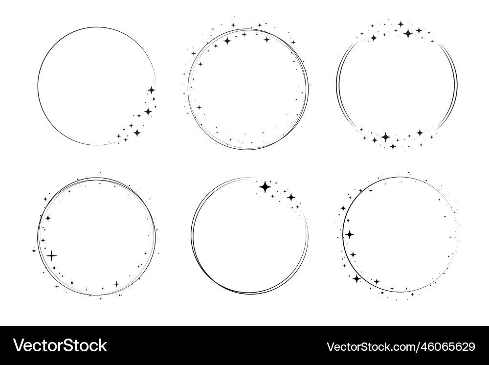 Circle star border frame set sparkle Circle star border frame set sparkle vector image