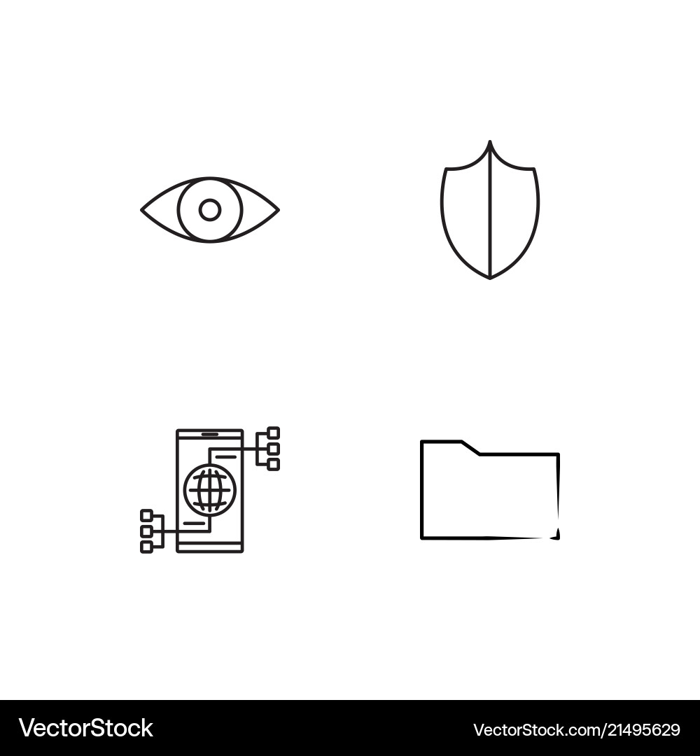 Cyber Security lineare Icons setzen einfachen Umriss Vektorbild