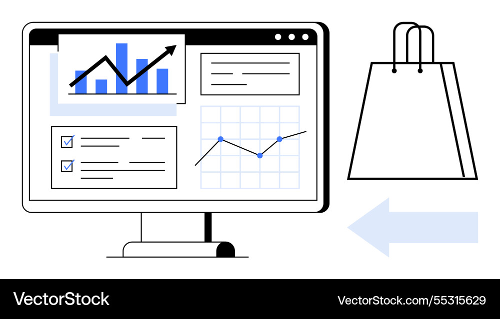 E-commerce website analytics displayed on computer E-commerce website analytics displayed on computer vector image