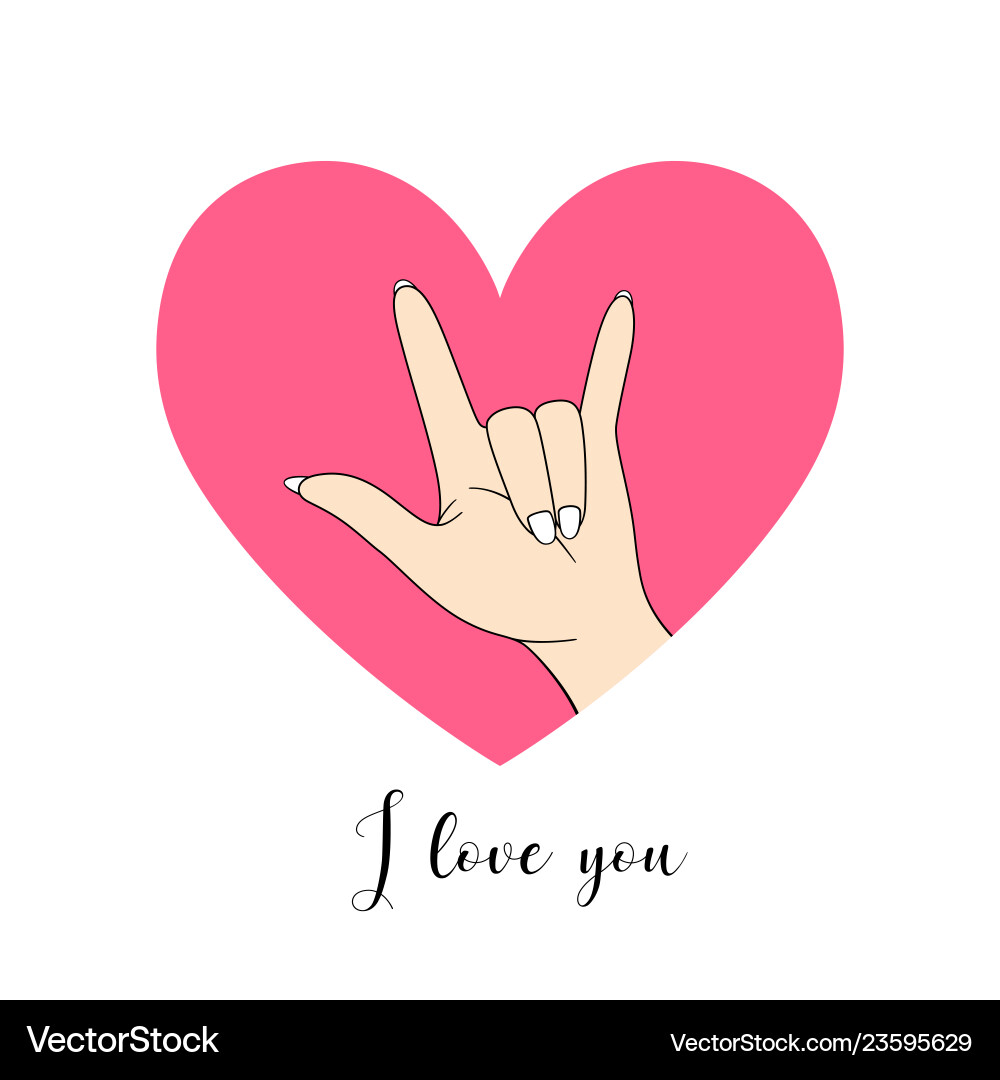 I Love You Hand Sign with Heart Vector Image