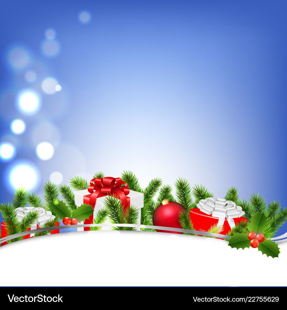 Poster with bokeh and xmas border vector image