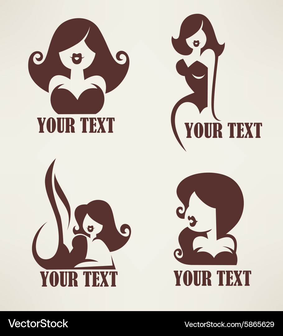 Retro Pinup Girls Logo Set Vector Image