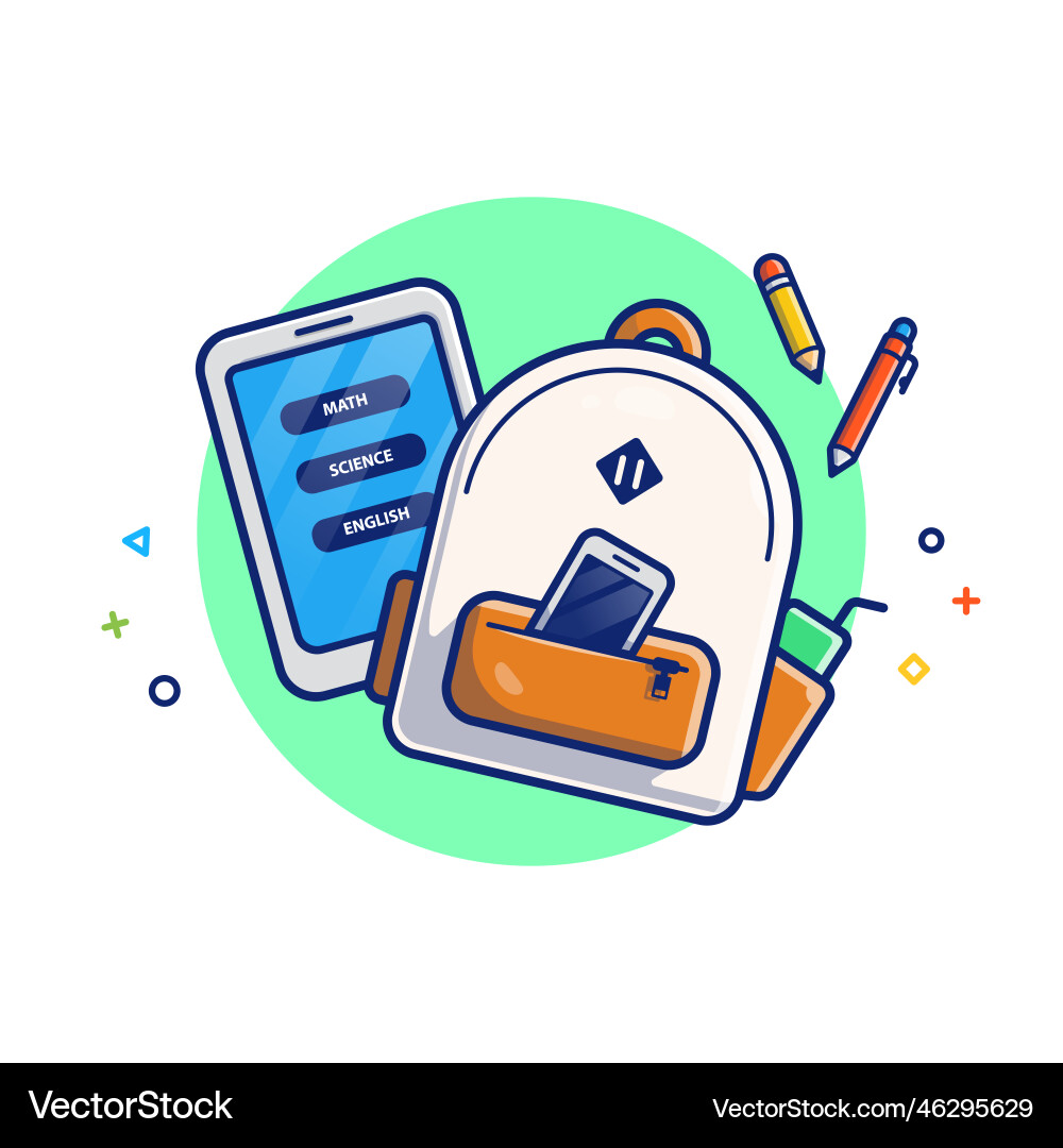 Rucksack Hand Telefon Tablet Stift und Bleistift Rucksack Hand Telefon Tablet Stift und Bleistift vektorbild