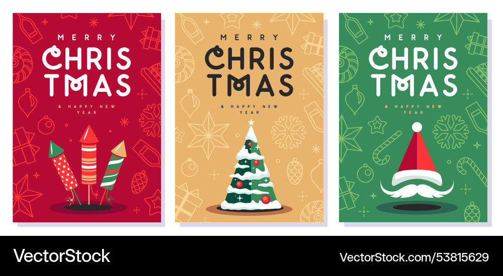 Set of merry christmas and new year greeting cards Set of merry christmas and new year greeting cards vector image