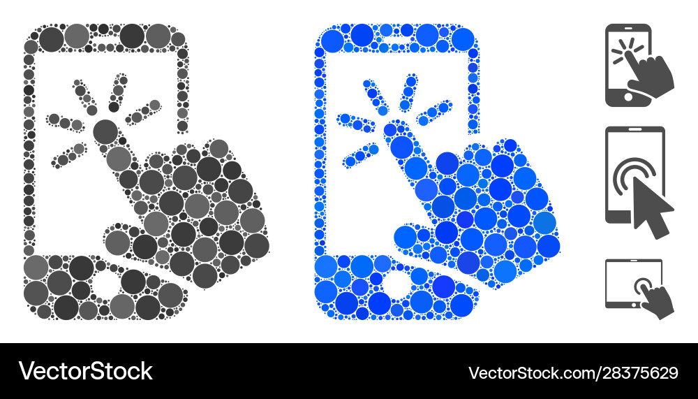 Smartphone click composition icon circle dots Smartphone click composition icon circle dots Vector Image