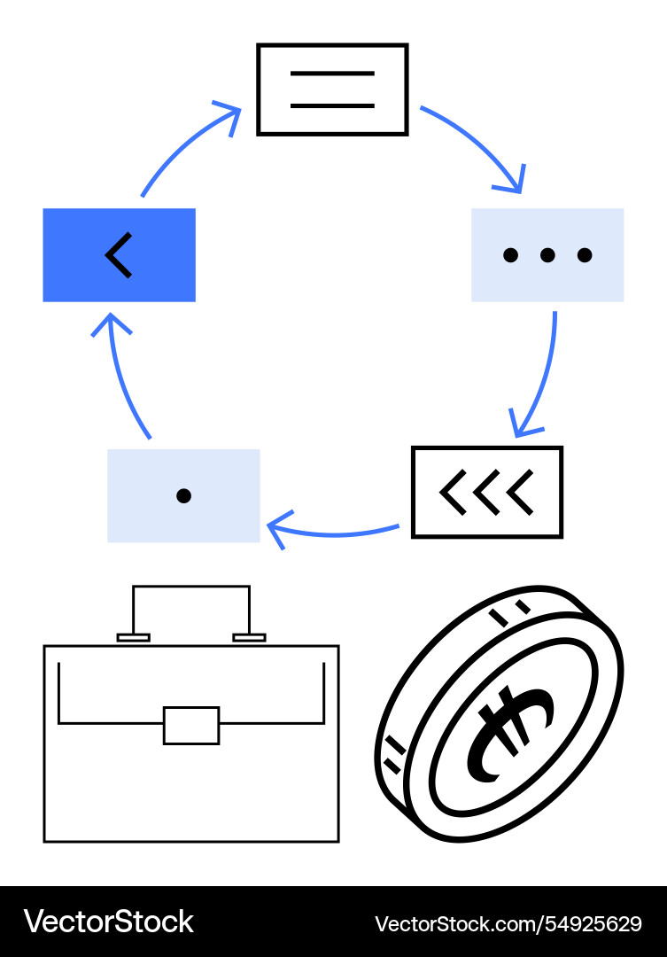Workflow cycle with arrow connections business Workflow cycle with arrow connections business Vector Image
