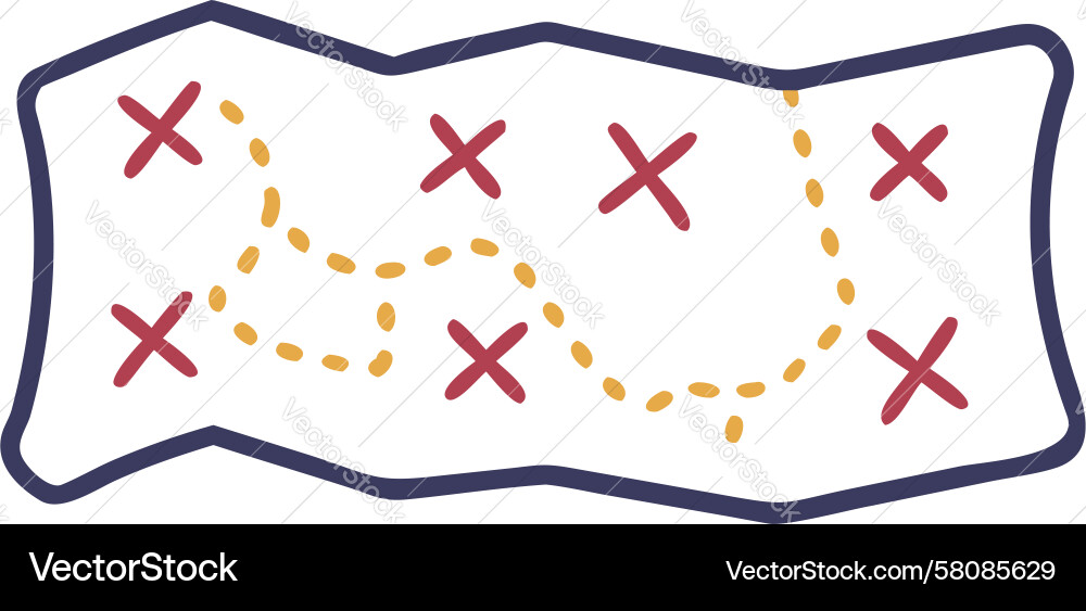X Marks Treasure Map Segment Vector Image