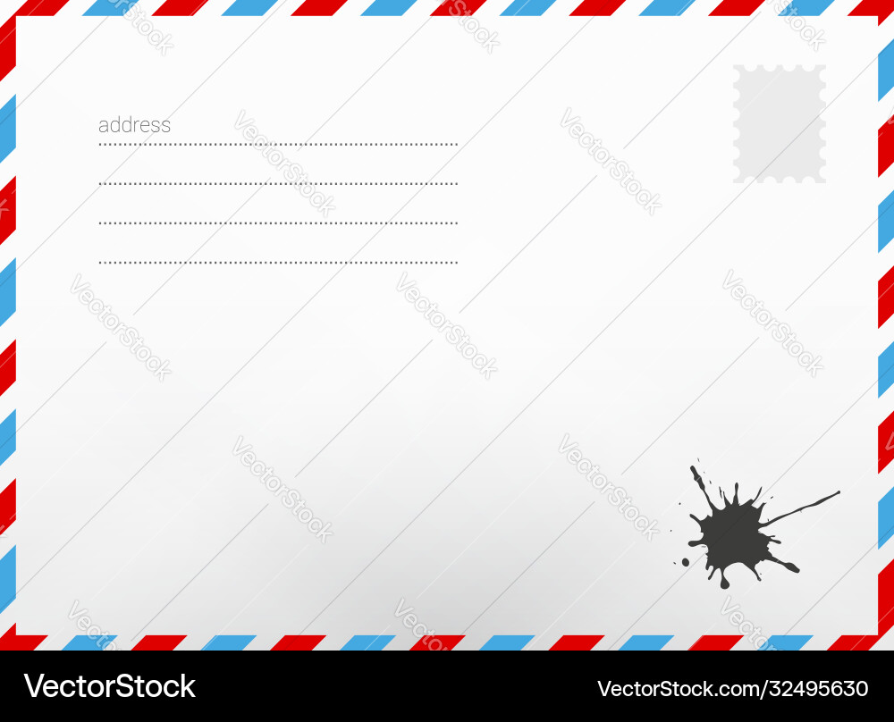 Air mail realistic envelope with address lines Air mail realistic envelope with address lines Vector Image