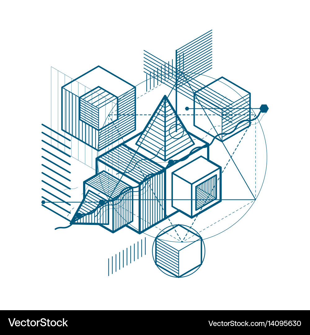 Background with abstract isometric lines Vector Image